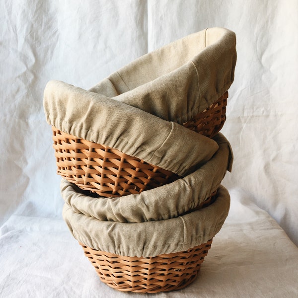 0.8kg round wicker banneton / Heavy duty linen-lined proofing basket