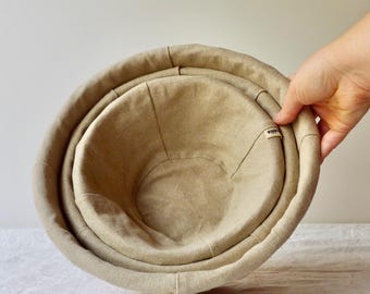 Round linen-lined bannetons, Wicker proofing baskets, 3 different basket sizes