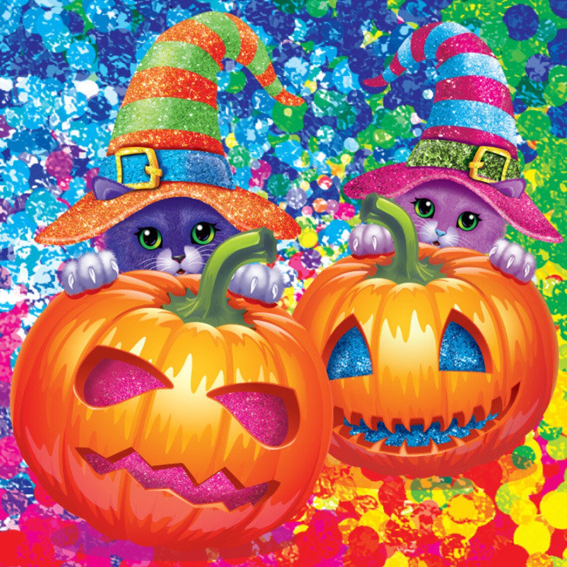 Lisa Frank Witch Kittens and Pumpkins Color Print Etsy