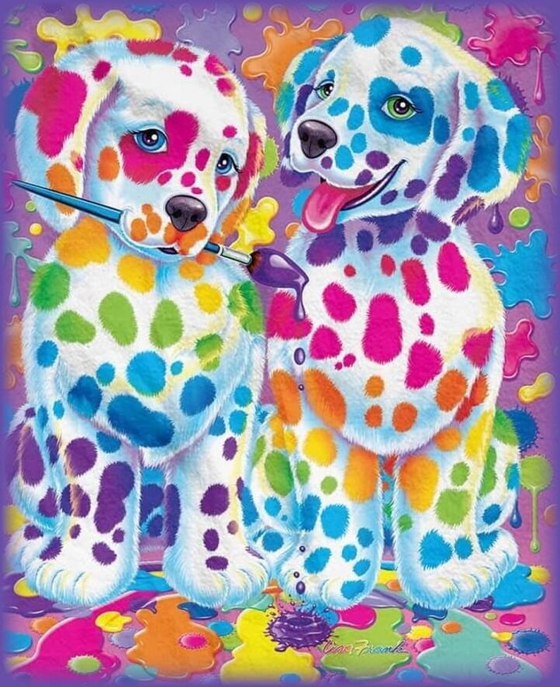 Lisa Frank Painting Puppies Color Print - Etsy