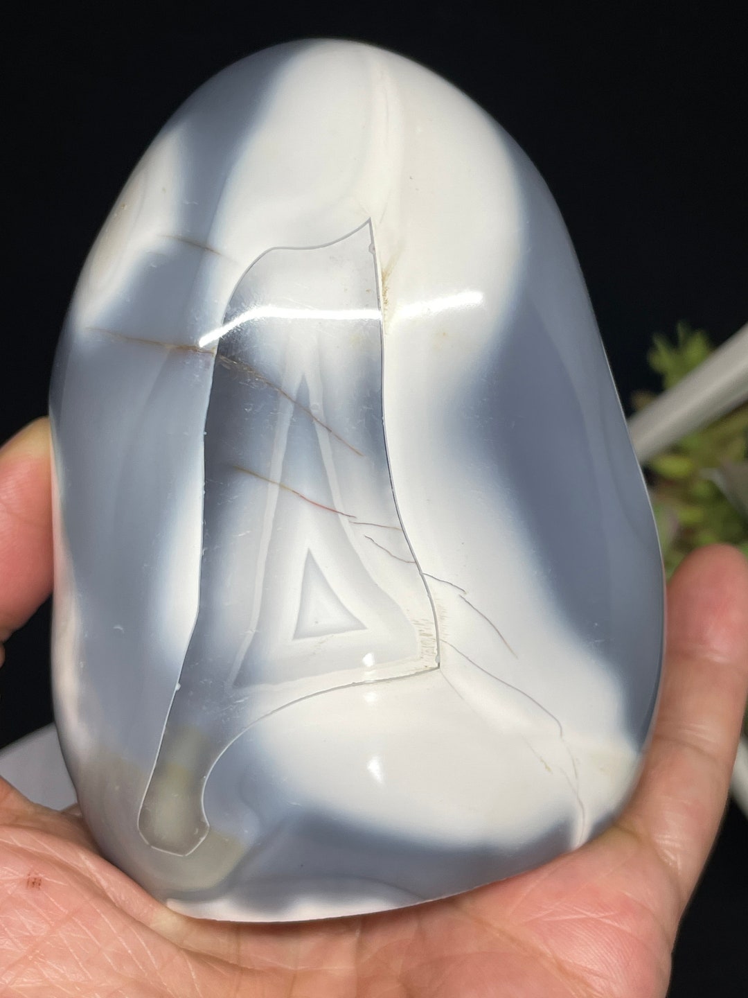 Orca Blue Agate Free Form With Crystal Info Card Calming TM80 Sacred ...