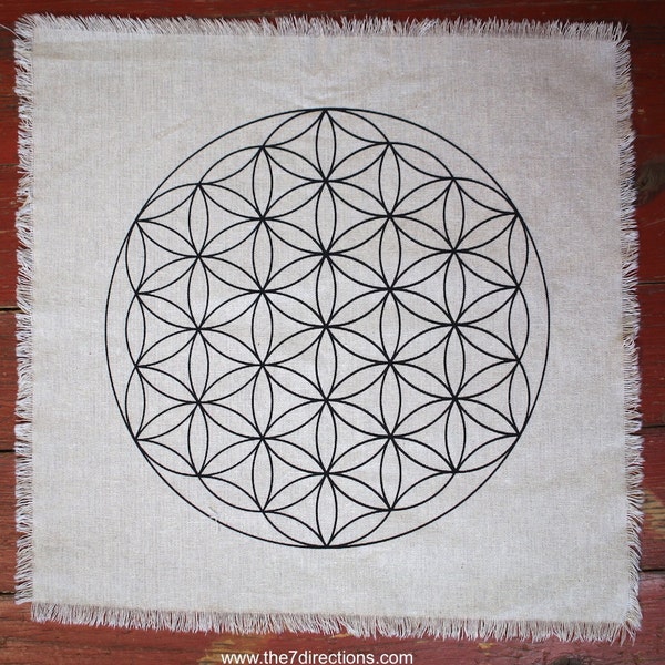 Sacred Geometry Flower of life Crystal Grid Altar Cloth 15" printed grid USA FREE SHIP