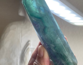 4.5" Rainbow fluorite polished clarity with crystal info card F17P