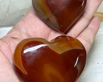 Carnelian heart with crystal info card - Vitality Chakra Healing G78K