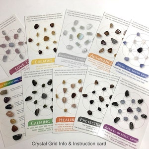 Set of 10 assorted crystal grid cards * Free ship