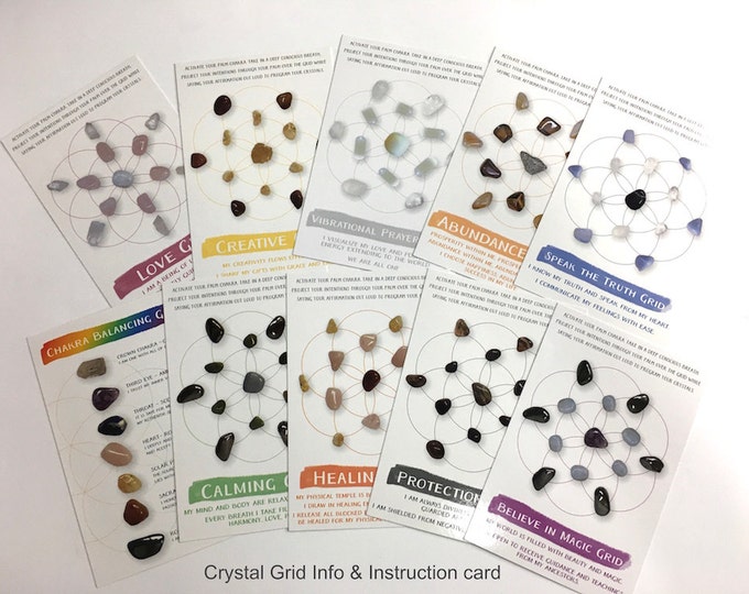 Set of 10 Assorted Crystal Grid Cards Free Ship Etsy