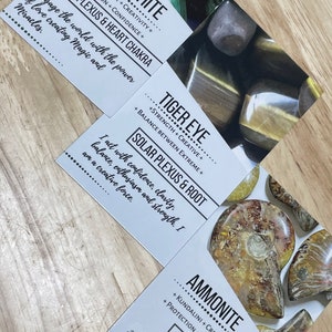 Wholesale Empower your customers with crystal meaning cards wholesale. Enhance sales with informative guides. Elevate their crystal experience. Available at the7directionscrystal meaning cards, tiger eye, ammonite and malachite