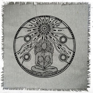 Linen altar cloth Mother Earth Crystal Grid Cloth The Goddess Divine USA FREE SHIP image 2