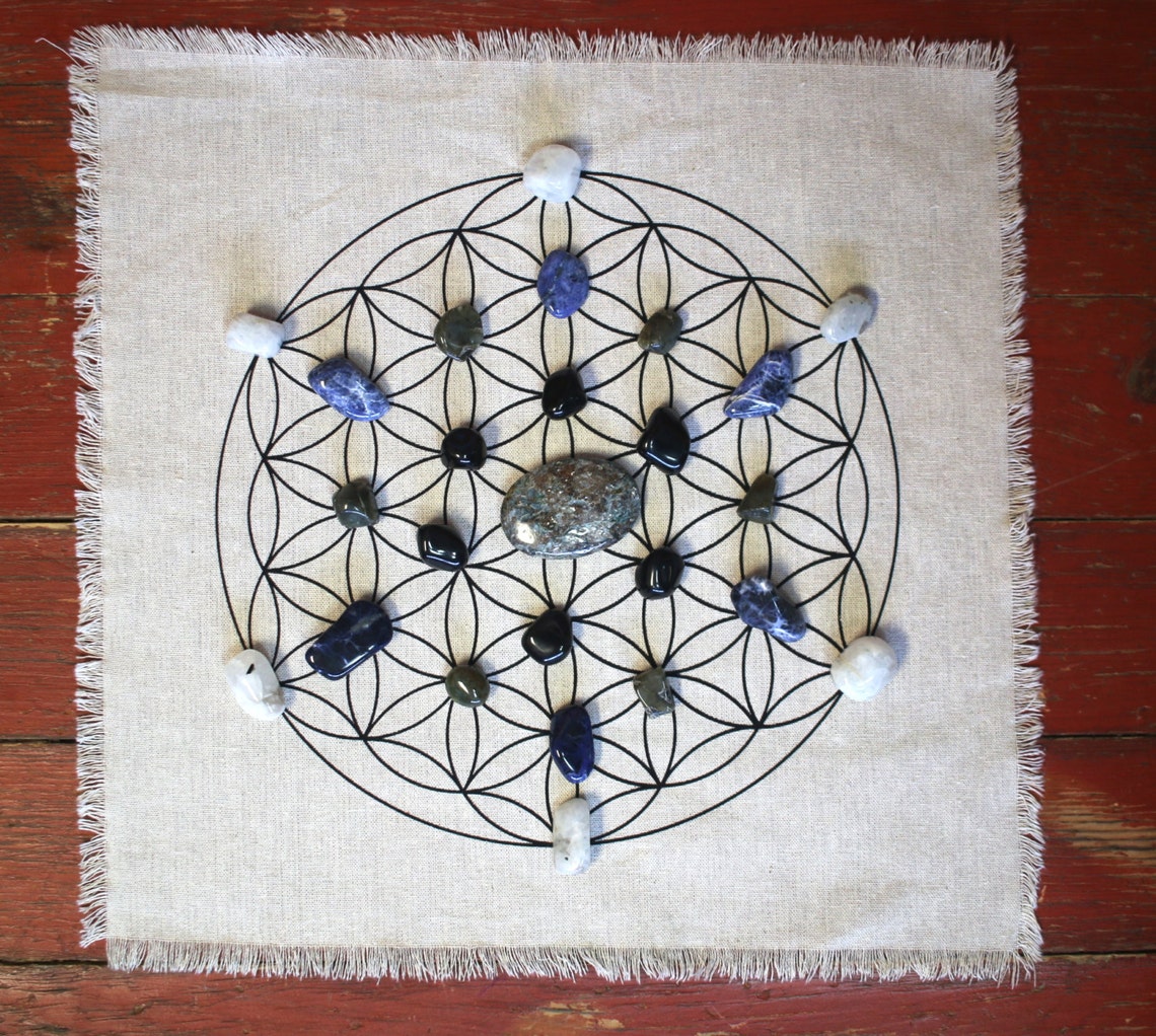Sacred Geometry Flower of Life Crystal Grid Altar Cloth Etsy