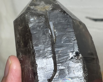 Rare Smoky Starbrary Lemurian with glyphs from Brazil master healer quartz G29K