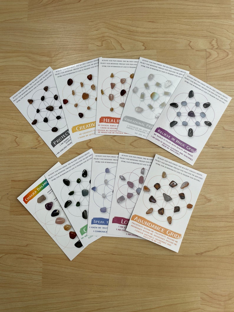 Pack of 10 Wholesale Crystal Grid Cards With Instructions and Etsy