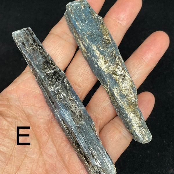 Set of 2 Rare blue kyanite blade with mica from Zambia with crystal info card T116