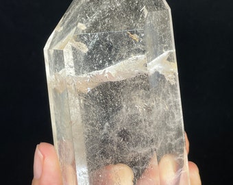Brazilian Clear Quartz Tower with Inclusions plus crystal info card G27K High Vibration