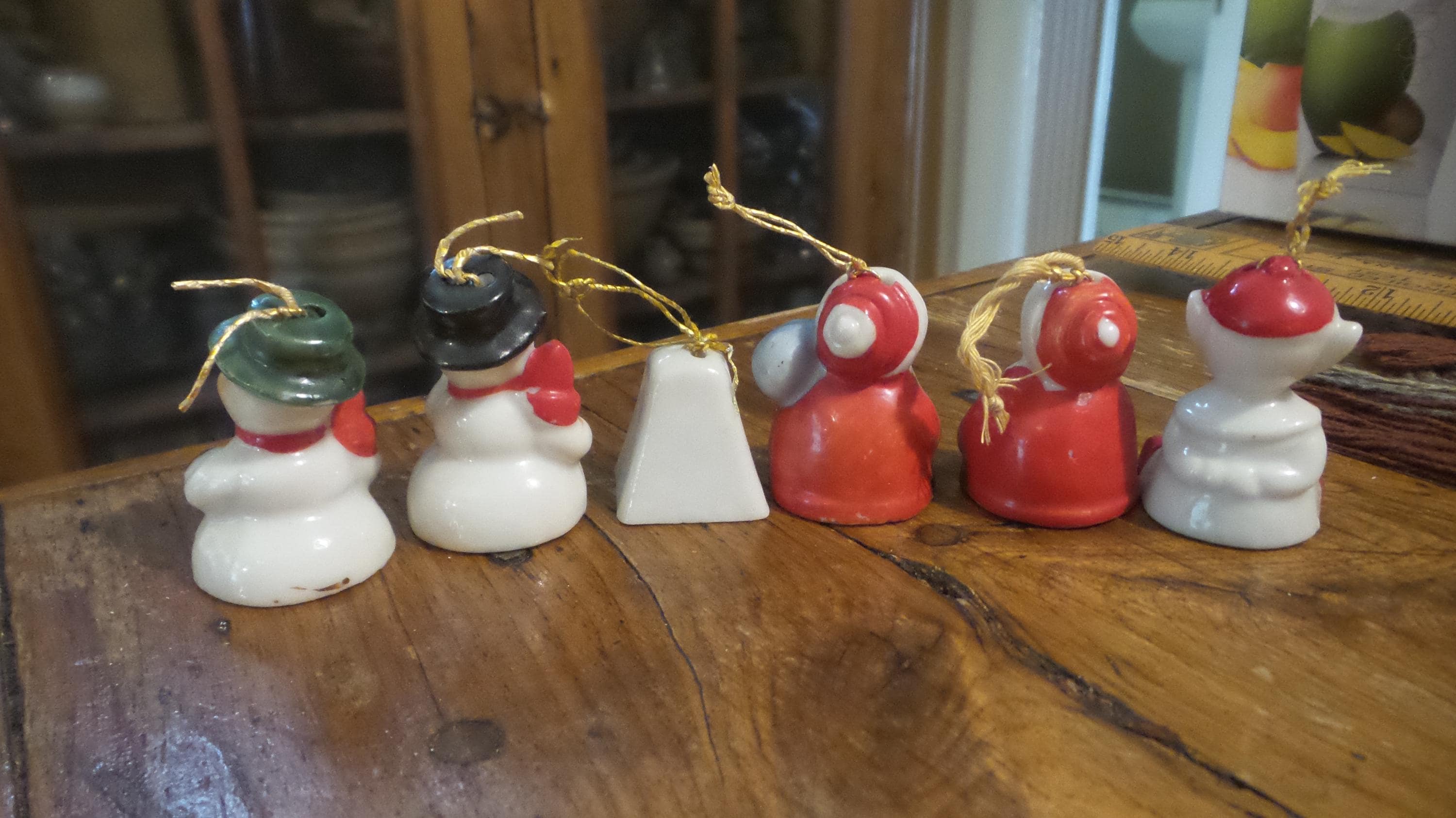 Lot of 6 Antique Porcelain Figural Miniature BELL CHRISTMAS