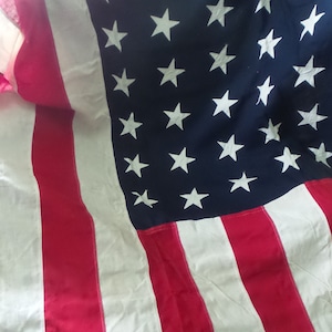Vintage 48 ESTRELLAS AMERICAN FLAG Bulldog Bunting, 5&#39;x8&#39;, Stitched Stars, Original Box, Patriotic, 4 de julio, Dettra Flag Co.