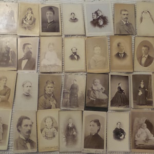 38 Antique Carte-de-Visite PHOTOGRAPHS, LATE 1800'S Women, Men, Children, Civil War Era, Victorian