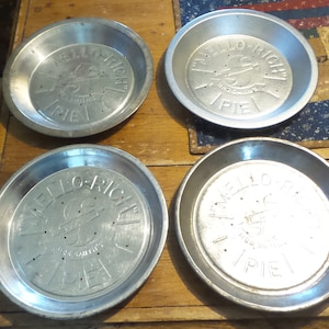 Lot of 4 MRS. SMITH Mello-Rich PIE Tins, 9-1/2&quot;, Embossed, Advertising