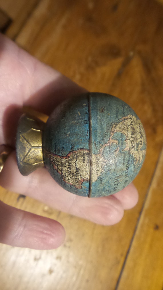 Antique Tin Litho WORLD Globe Miniature PENCIL SHARPENER Made in