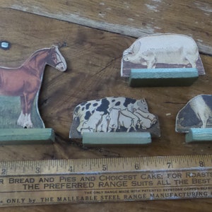 Antiguo Vintage Heavy CARDBOARD CUTOUT Stand-Up Animales de granja, Caballo, Cerdo, Elija uno