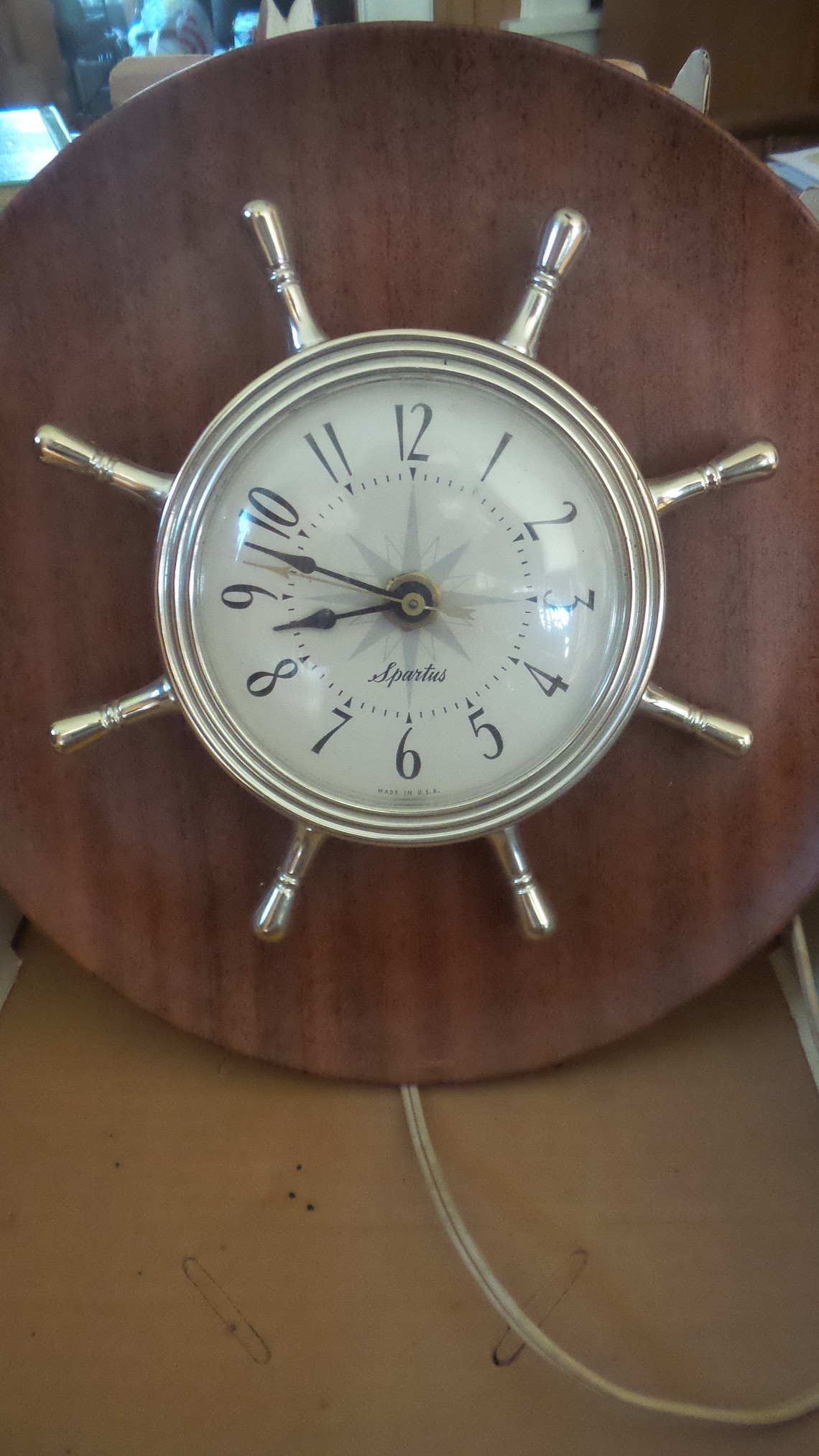 Vintage SPARTUS SHIP WHEEL Wall Clock Electric Spartus Etsy