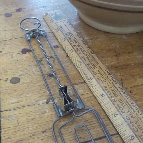 Antique EGG BEATER Wireware, Early, Plunger Mechanical Style,9-1/2"