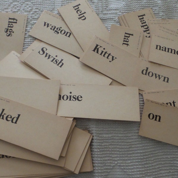 Vintage Antique WORD FLASH CARD Old School,Primary Grade, Old and Original,Choose the Word You Want!