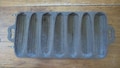 Vintage Cast Iron CORN BREAD Muffin PAN, Johnny Cake, Shaped Like 7 Ears of Corn, Primitive, Farmhouse, Chili