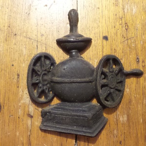 Vintage, Retro Cast Iron WALL DECOR, Figural Coffee Grinder, 6&quot;