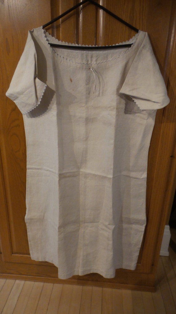 Antique Homespun Linen LADIES' NIGHT SHIFT Monogra