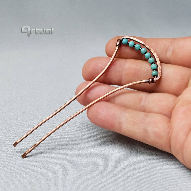 Turquoise hair pin handmade jewelry minimalist hairpin Etsy