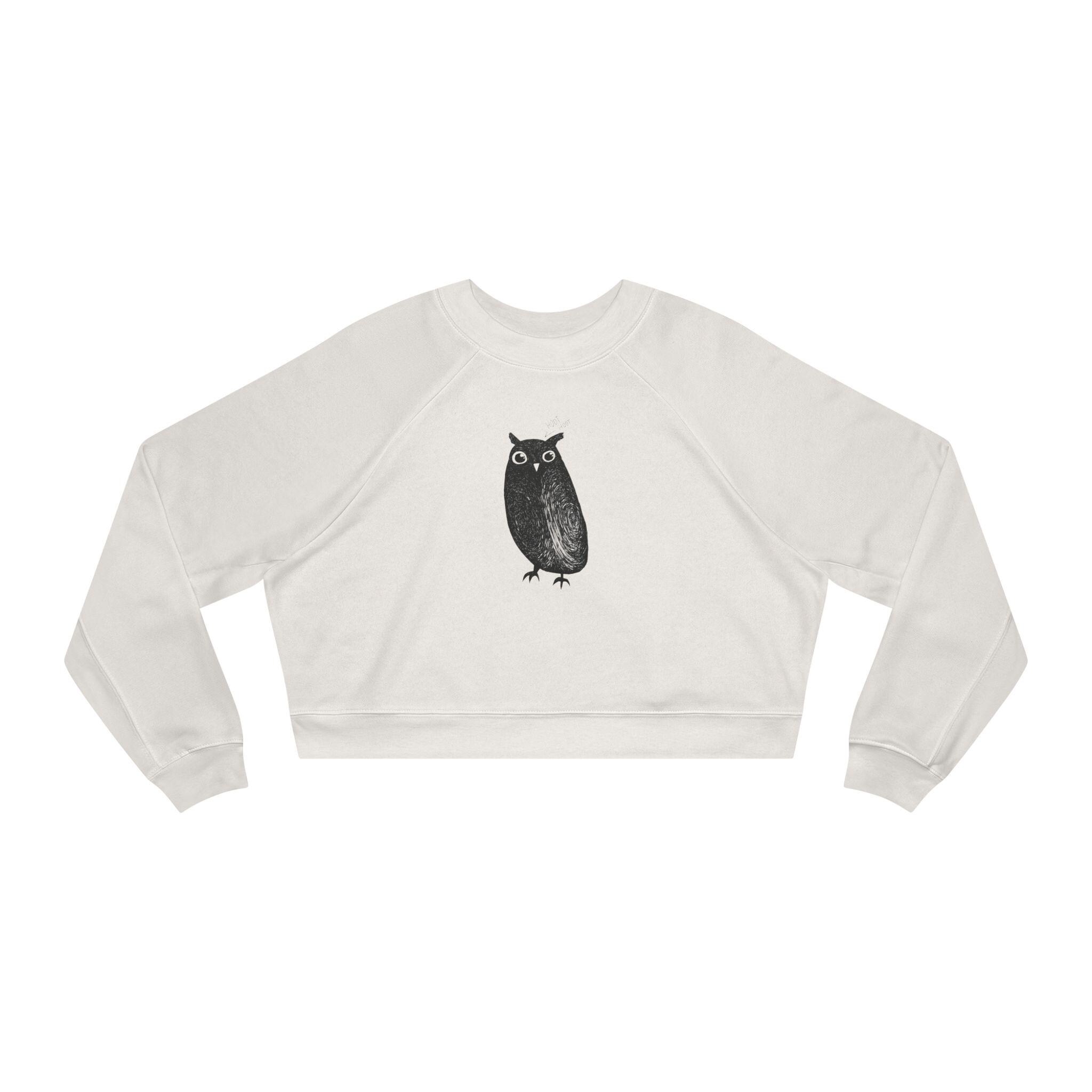 Cropped Fleece Owl Pullover