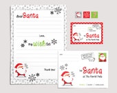 Christmas Wish List, Printable Letter to Santa, Address Label, Envelope Template, Holiday Stickers, Santa Claus Letter, PDF