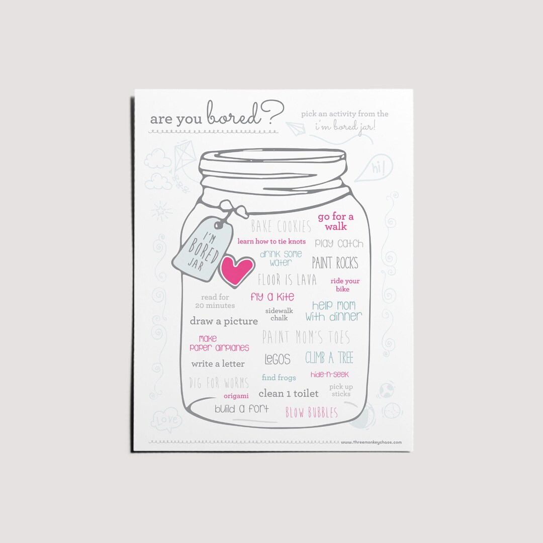 PRINTABLE  I'm Bored Jar  Activities for Kids  Stay at