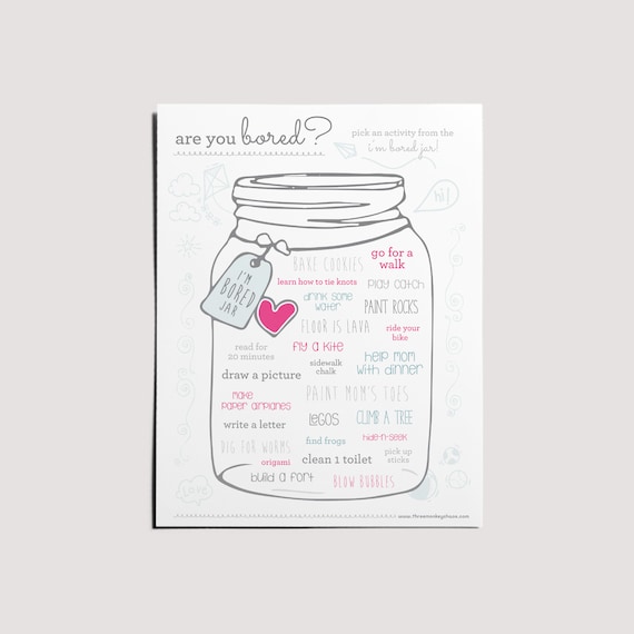 PRINTABLE I'm Bored Jar Activities for Kids Stay at