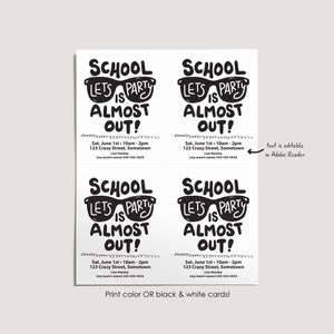 School is Almost Out Party Invitation, Summer Playdate Card, Summer Invite, Play Date Cards for Kids, Play Date Invitation, Editable PDF image 5