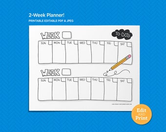 2-Week Planner | Homeschool Schedule | Student Planner | Virtual Learning | Daily Routine | To-Do List | Printable PDF & JPEG