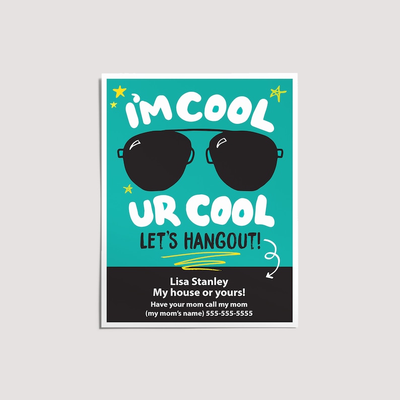 Playdate Invitation, Let's Hangout, Play Date Cards for Kids, Summer Invite, Keep in Touch, Printable Invite for Friends, Last Day of School image 1