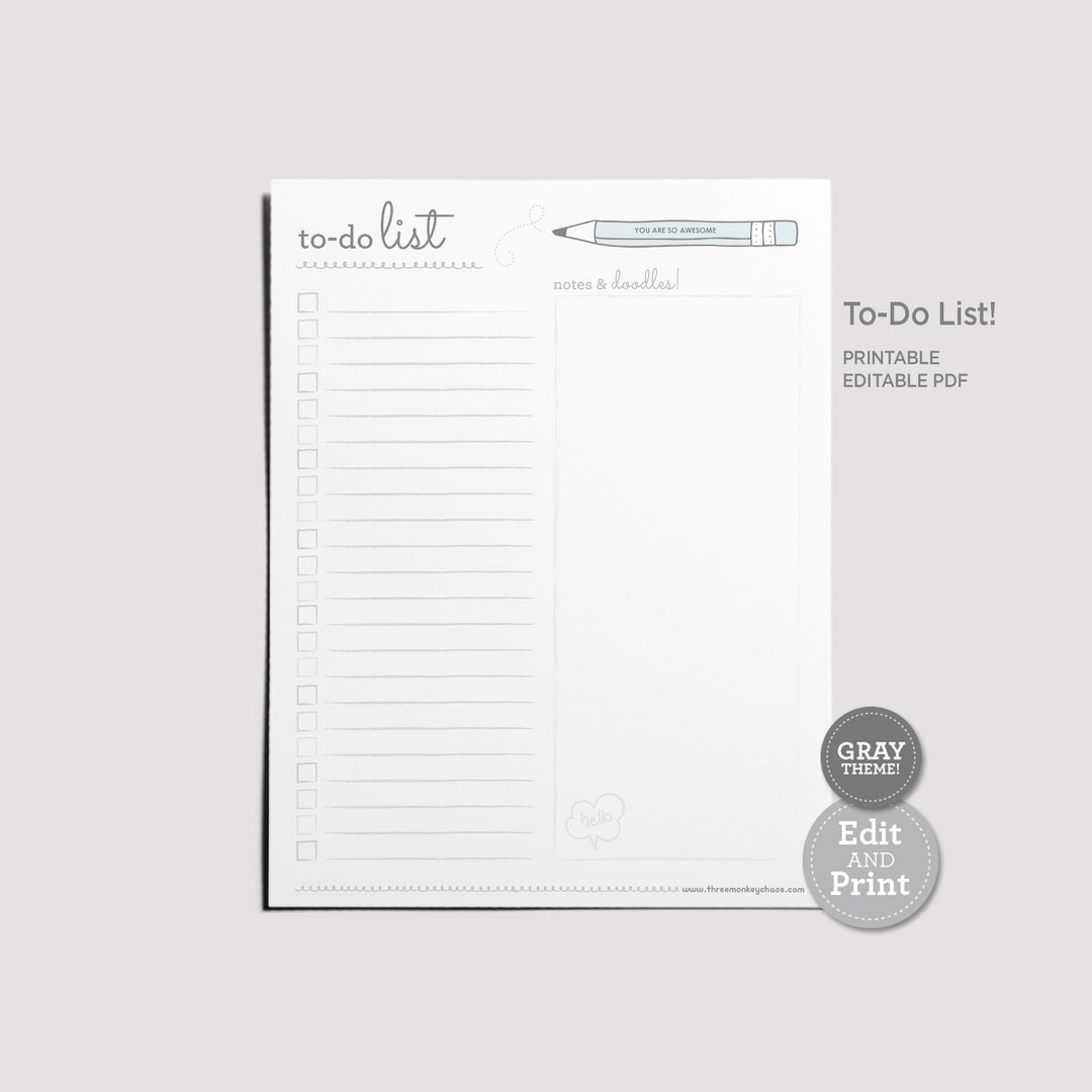 PRINTABLE To do List Gray Shopping List Grocery Etsy printable-to-do-list-gray-shopping-list-grocery-etsy