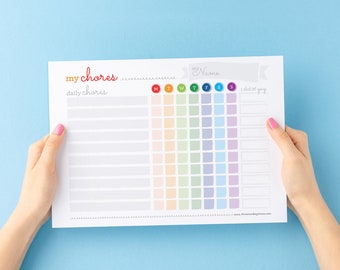 My Chores - Rainbow | Printable Chore Chart, Jobs for Kids, Behavior Chart, Responsibilities Checklist for Kids, Teens or Adults