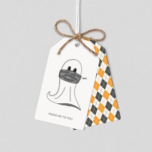Printable Halloween Ghost Tag, Halloween Favor Tag, Socially Distant Ghost, You've Been BOOed Tag, Treat Bag Label, Editable PDF
