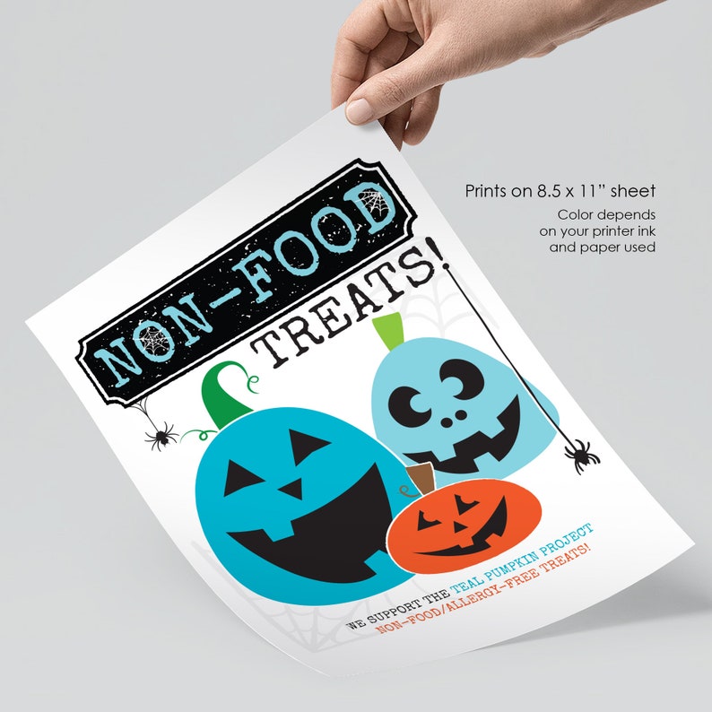 Printable Allergy Safe Treats Sign, Teal Pumpkin Print, Non-Food Halloween Treats Flyer, Safe Trick or Treat, Instant Download image 6