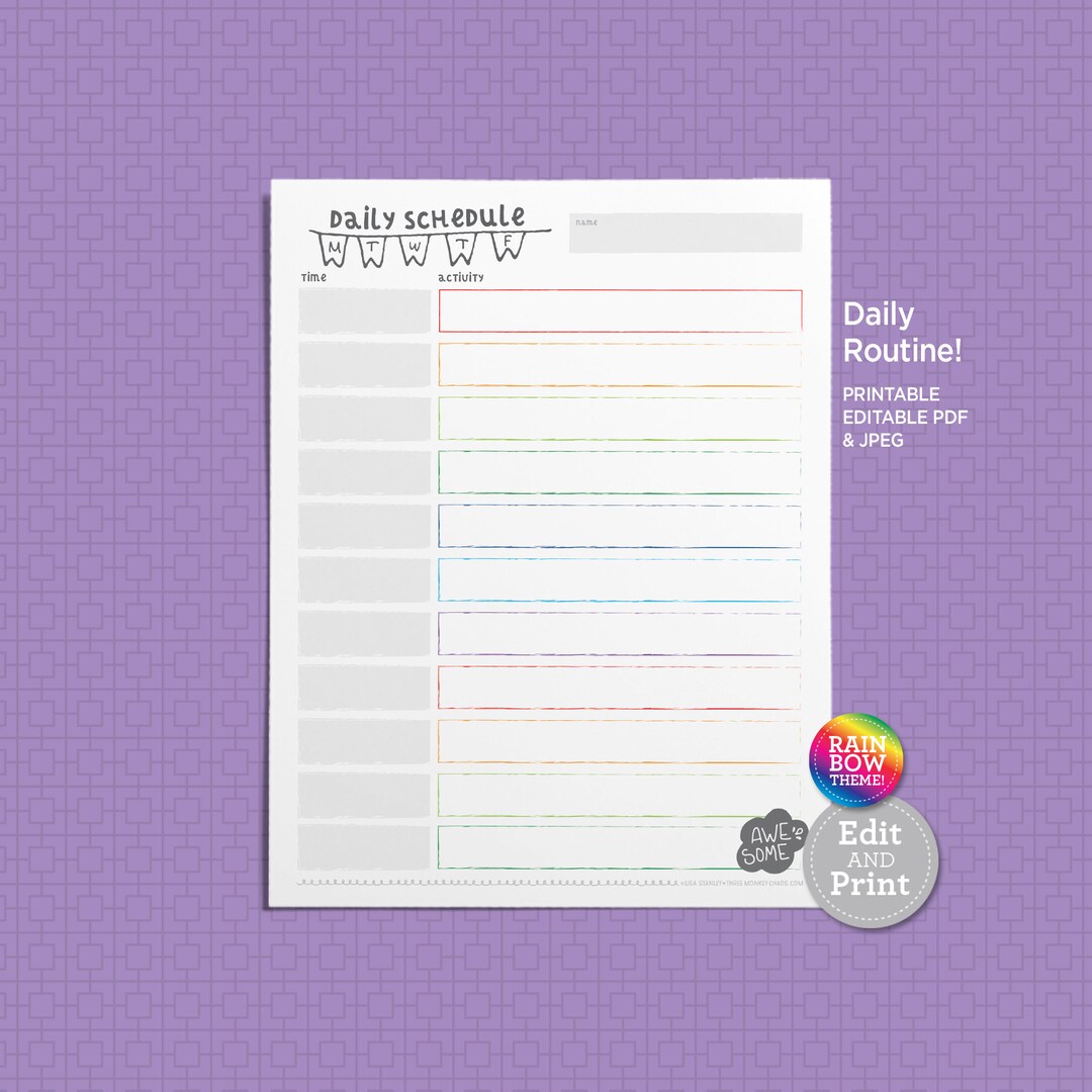 Daily Routine Chart | Homeschool Schedule | Daily Schedule | Virtual ...