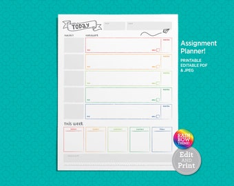 assignment deadline tracker Assignment Tracker | Homework Chart | Virtual Learning | School Assignments | Student Planner | To-Do List | Printable PDF & JPEG