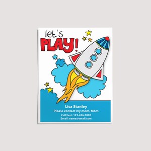 Playdate Card, Rocket Ship Let&#39;s Play!, Mom Calling Card, Kid Invitation, Play Date Invite, Mom Business Card, Desperate for Mom Friends