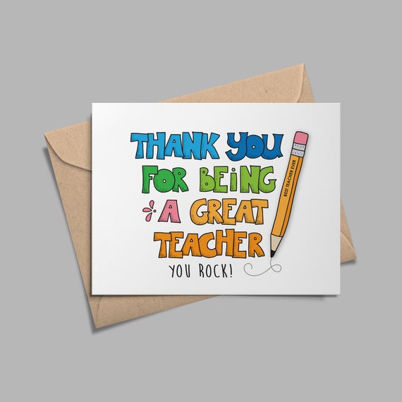 Thank You For Being A Great Teacher Appreciation Card Thank You For Being A Great Teacher Appreciation Card