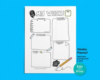 Weekly Planner | Virtual Learning | School Schedule | Homework Chart | Daily Routine | To-Do List | Printable PDF & JPEG