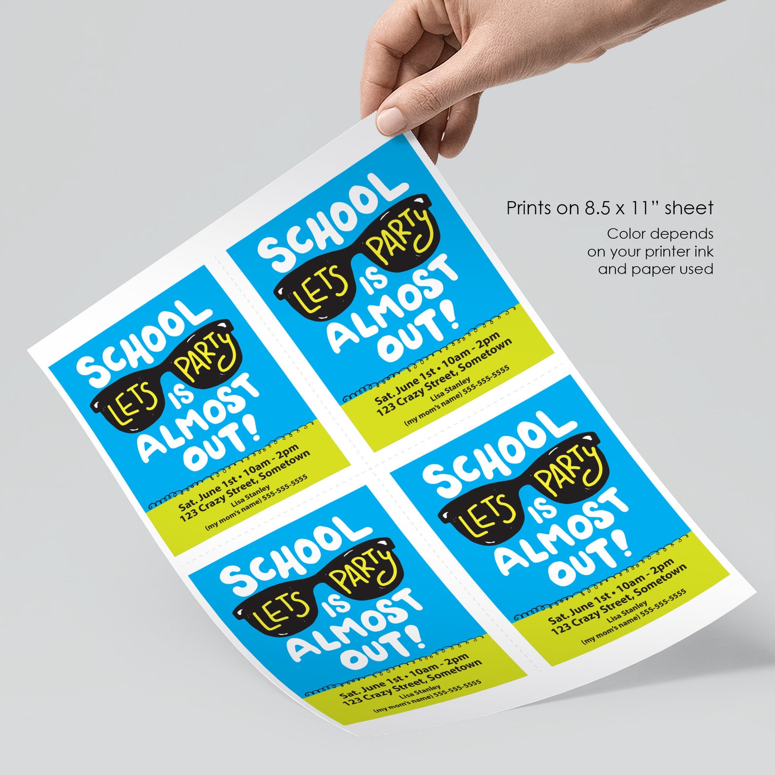 School is Almost Out Party Invitation, Summer Playdate Card, Summer ...