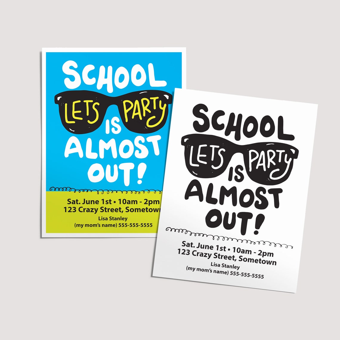 School is Almost Out Party Invitation, Summer Playdate Card, Summer ...
