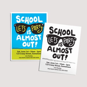 School is Almost Out Party Invitation, Summer Playdate Card, Summer Invite, Play Date Cards for Kids, Play Date Invitation, Editable PDF image 3