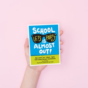 School is Almost Out Party Invitation, Summer Playdate Card, Summer Invite, Play Date Cards for Kids, Play Date Invitation, Editable PDF image 2